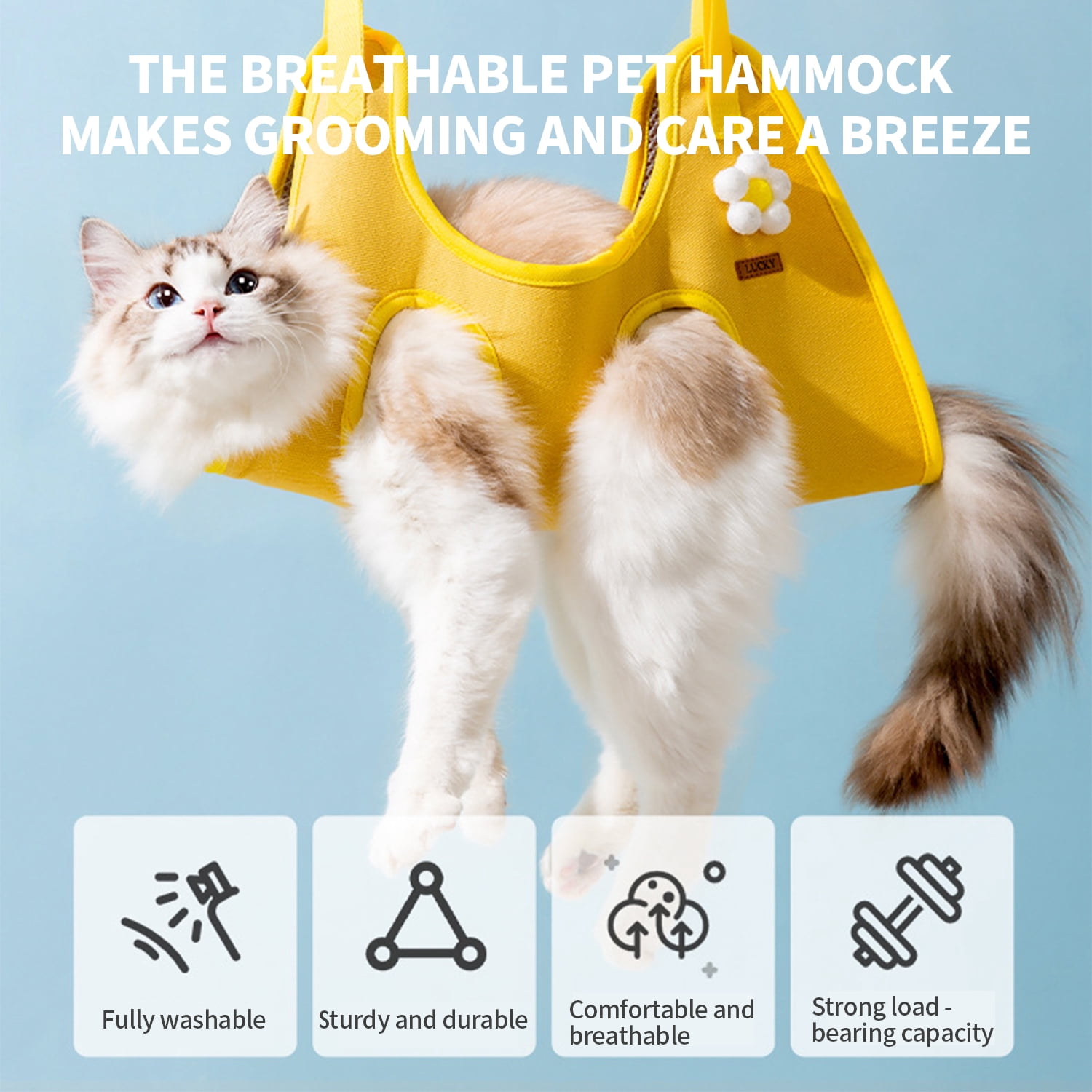 SONGSUN Pet Dog Grooming Hammock Harness for Cats & Dogs, Dog Sling for Nail Grooming,Cat Hammock Restraint Bag Cat Care, Suitable for Leg Spacing of 7 inch