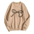 thumbnail image 2 of TIMIFIS Chandails en Molleton Kaki pour Femmes Col Rond Manches Longues Pull Ample Tenues Décontractées Printemps Automne Imprimé Nœud Pulls pour Femmes - Printemps/été, 2 of 4