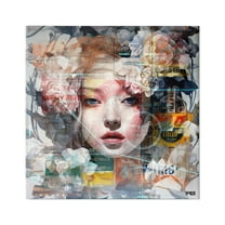 Stupell Industries Abstract Floral Girl Collage Abstract Painting Gallery Wrapped Canvas Art Print Wall Art, 36 x 36