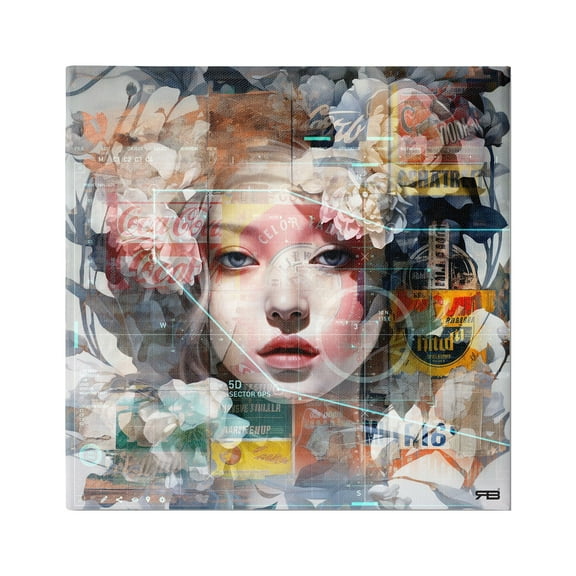 Stupell Industries Abstract Floral Girl Collage Abstract Painting Gallery Wrapped Canvas Art Print Wall Art, 36 x 36