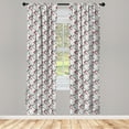 thumbnail image 3 of Ambesonne Geometric Curtains, Modern Grid Design, Pair of 28"x95", Charcoal Grey White Red, 3 of 5