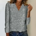 thumbnail image 2 of FamilyThread Womens Sequin Tops V Neck Sparkly Glitter Blouses Trendy Long Sleeve Holiday Evening Party Shiny Dressy Shirts, 2 of 6