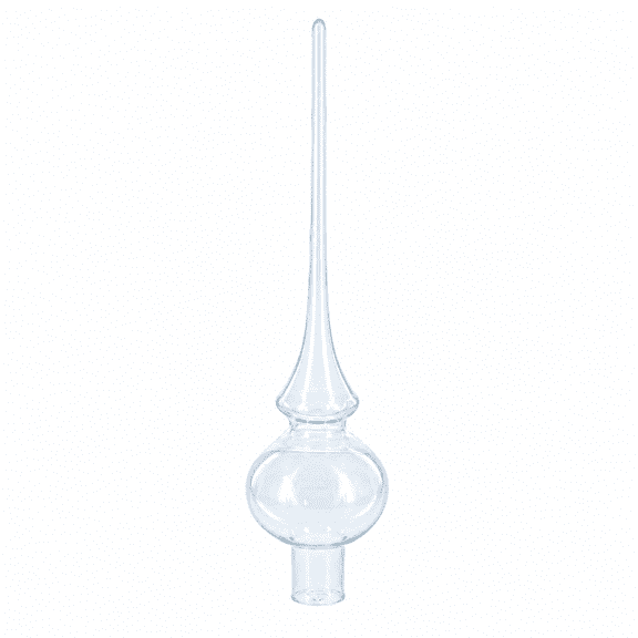 Clear Mouth-Blown Finial Glass Christmas Tree Topper 11 Inches