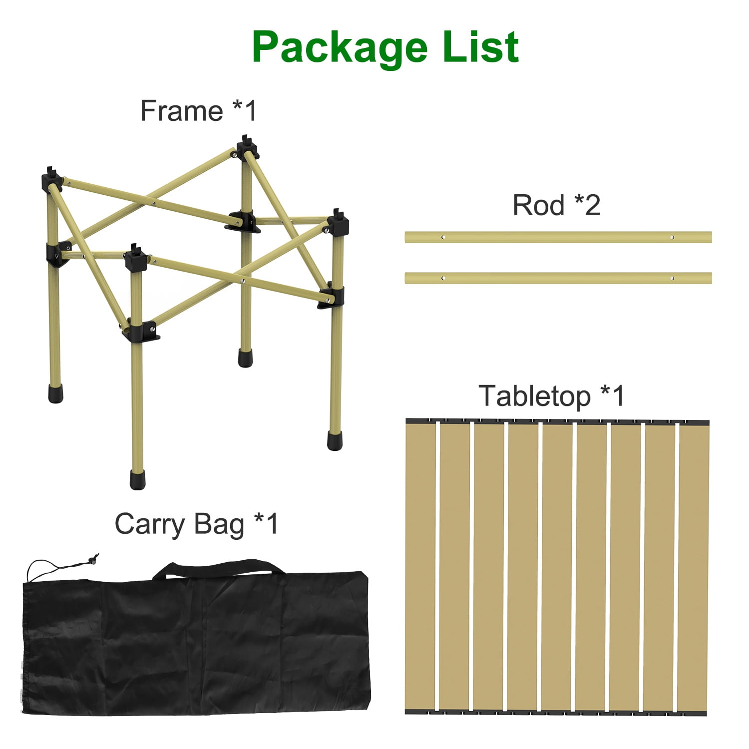 Roll-Up Camping Table ，Portable Upgraded Carbon Steel Table with Heavy Duty Carrying Bag,Portable for 2-3 People, Picnic Barbecue