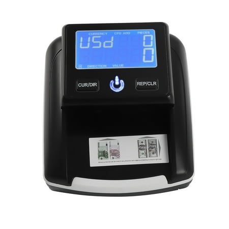 Automatic Counterfeit Bill Money Detector Machine, Black Rechargeable Counterfeit Bill Detector with Display Counterfeit Money Detector for Office Store