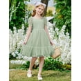 thumbnail image 2 of Oudiya Girls Tulle Dresses Puff Sleeve Bow Tie Back Spring Summer Party Holiday Dress for Kids 6-16, 2 of 7