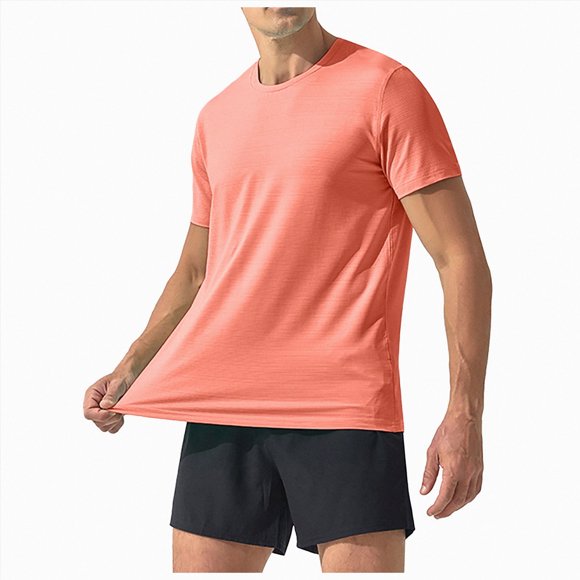 Ymyiu Chandails d'Exercice pour Hommes Chandails d'Entraînement Séchage Rapide Évacuation de l'Humidité Manches Courtes T-Shirts Athlétiques en Maille Taille P(Orange, P)