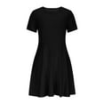 thumbnail image 3 of Besolor Girls Summer Dresses Kids Crewneck Short Sleeve A-Line Basic Skater Party Beach Sundress with Pockets, 3 of 7