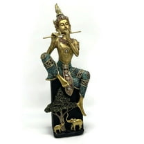 Giftboxgo Buddha Statue playing Musical Flute on Pedestal Count 1