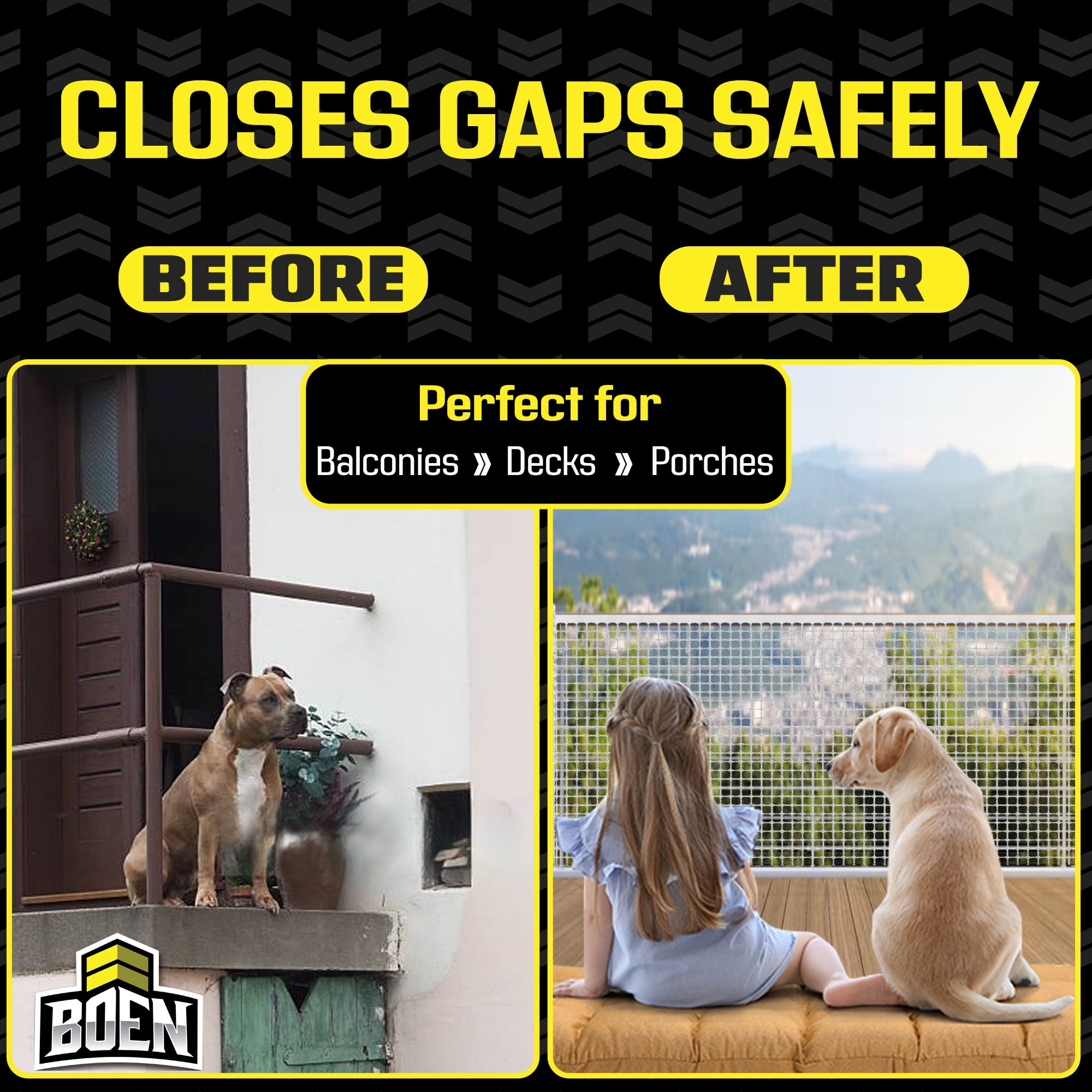 BOEN Plastic Mesh Hardware Netting, Tree Guard Barrier from Rabbits, Deer and Rodents, Deck Guard, Indoor or Outdoor Balcony Safety Net for pet or Child (2' x 15', White)