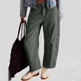 thumbnail image 3 of GXIPO Womens Mid Rise Cord Barrel Jeans Casual Baggy Wide Leg Corduroy Cropped Ankle Pants with Pockets Dark Green S, 3 of 7