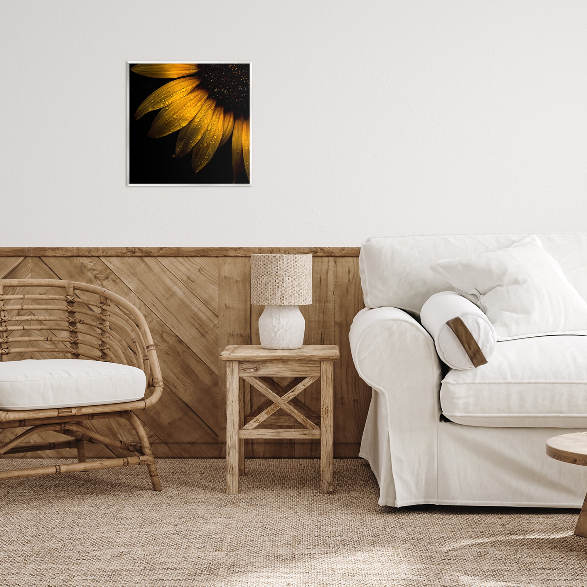 Sunflower Detail with Droplets Wall Plaque Art, design by Brian Carson Photography