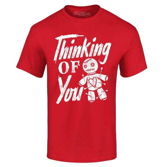 Shop4Ever Men's Thinking of You Voodoo Doll Halloween Graphic T-shirt Medium Red