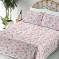 thumbnail image 3 of Ambesonne Floral Fitted & Flat Sheet with Shams 4 Pcs Set, Flower Petals Spring Pattern, Queen, Pink Blue Grey and Ivory, 3 of 5
