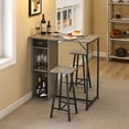 thumbnail image 3 of 3-Piece Counter Height Bar Table Set for 2, Small Rustic Dining Table with Storage Drawer and 2 Stools, Bar Kitchen Furniture for Apartment Grey, 3 of 6