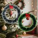 thumbnail image 5 of Seyotauo 13.78 inch Christmas Wreath Garland White Green Christmas Wreath Christmas Bowknot Wreath Decorations Xmas Hanging Pendants Wreaths with Bow Artificial Home Wall Door Decorations, 5 of 8