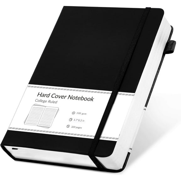 Journal Notebook for Men Women 320 Pages Journaling Notebooks Leather Journals for Writing Hardcover for Work Diary Lined A5, Black