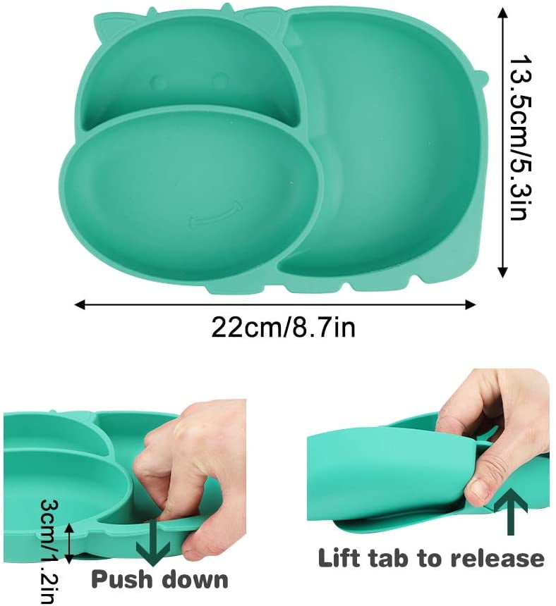 All-In-One Reusable Baby Silicone Place Mat Bowl with Anti-Spill Surface Suction 