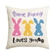 thumbnail image 2 of Funda de almohada de Pascua con conejos y huevos | Funda de cojín decorativa de imitación lino | 45 x 45 cm (18 x 18 pulgadas) para sofá, 2 of 6