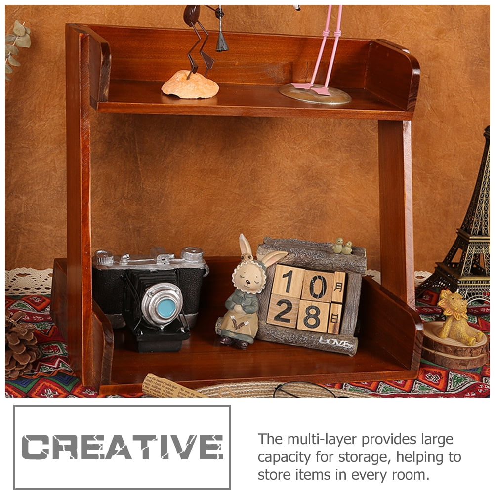 Desk shelves Desk Wood Shelf Tabletop Sundries Holder Desktop Storage