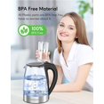 thumbnail image 4 of DaPlug 1500W Electric Kettle , 1.8L Borosilicate Glass Tea Kettle with LED Light, Auto Shut-Off and Boil-Dry Protection Cordless Kettle Fast Boiling, BPA Free…, 4 of 7