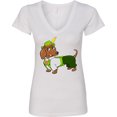 thumbnail image 3 of Inktastic Cute Brown Dachshund in Traditional German Wear Women's V-Neck T-Shirt, 3 of 5