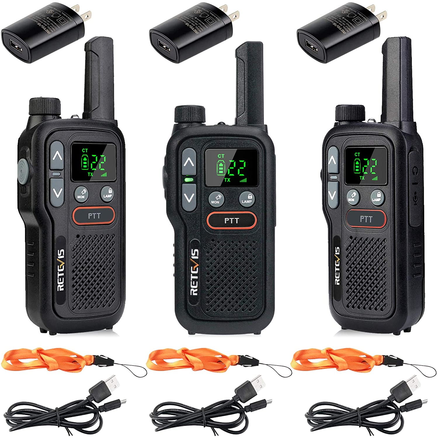 Mini Walkie Talkies with Earpiece Rechargeable 3 Watt for Camping Hiking Playing Outdoor Game by Luiton Black 2 Packs