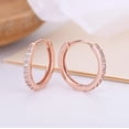 thumbnail image 4 of 3Pairs Crystal Rose Gold Plated Small Hoop Earrings Sterling Silver Post Hoops for Women, 4 of 4