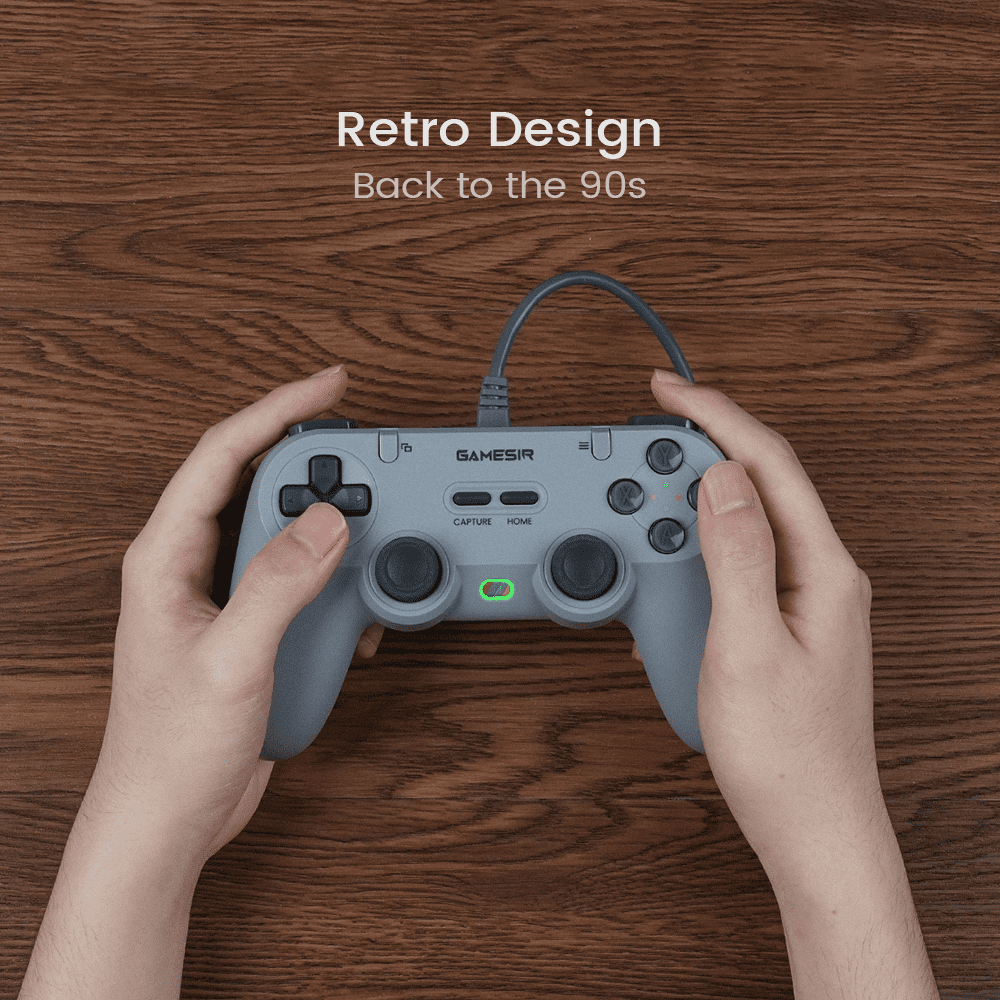 GameSir Tegenaria Lite Wired Game Controller For Switch, Switch2, Android, iOS, PC, Steam With Hall Effect Sticks, 1000Hz Polling Rate, Dual Rumble Motors, Mappable Back Buttons-Retro Gray