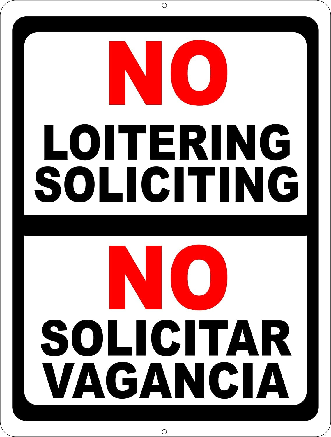 Bilingual No Loitering Soliciting Sign. English & Spanish Security