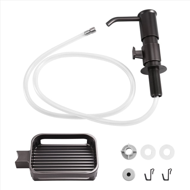 Dispensador de Jabón para de Cocina, Bomba Dispensadora de Jabón Integrada con Soporte para Esponja y Kit de Tubo de Extensión para Debajo del Mostrador, B