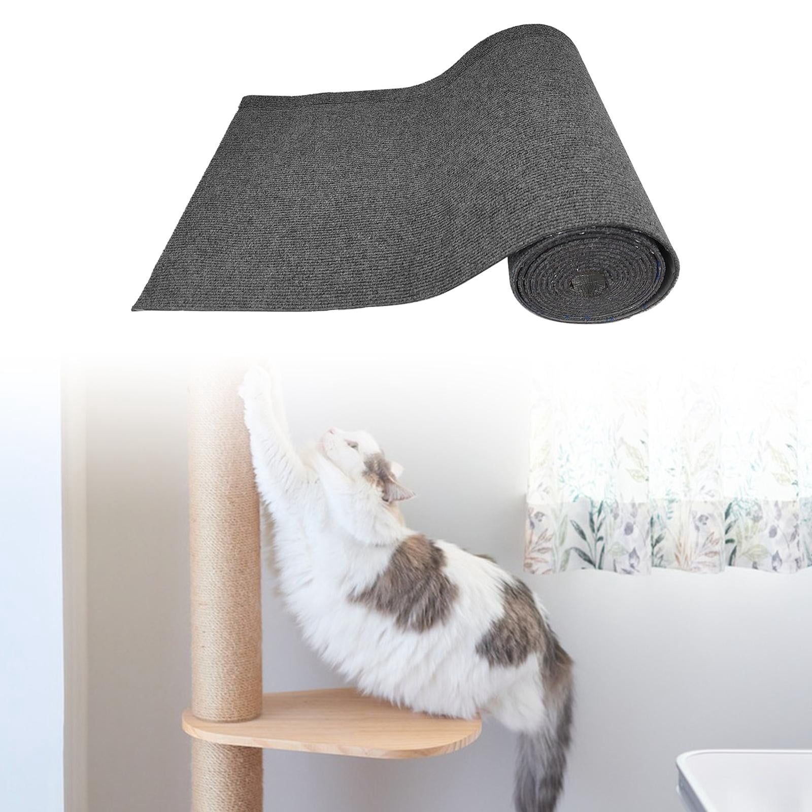 EHJRE Cuttable Scratching Mat for Cats, Self- Replacement Mat, 40 X 200 Cm, Cover for Scratching Post Shelves, Cat Carpet for Cat Scratching Post Dark Graay