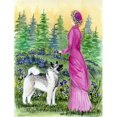 thumbnail image 1 of Lady With Her Norwegian Elkhound Flag - Garden Size, 1 of 1