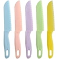 thumbnail image 1 of Safety Knife 5 Pcs Plastic Safe Knives for Chopping Colorful Serrated Kitchen Chef Knife Chefs Knives for Vegetable Fruit Tomato and Cake (5 Colors) (Light Color), 1 of 5