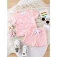 thumbnail image 3 of Bagilaanoe 2pcs Toddler Baby Girl Shorts Set Short Sleeve Daisy Print T Shirt Tops + Shorts 6M 12M 18M 24M 3T Kids Casual Summer Clothes, 3 of 8