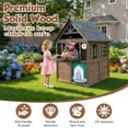 thumbnail image 6 of iRerts Outdoor Playhouse, Wooden Playhouse for Kids Play House with Front Door, Flower Pot Holders, Stove, Sink, Doorbell, Windows, Indoor Outdoor Kids Play Equipment Gift for Ages 2+, Black+Brown, 6 of 8