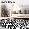 thumbnail image 2 of ODIKA 5'x7' Machine Washable Non-Slip Area Rug, Interlocking Maze with Nordic Inspired Detailing High Traffic Rug with Pad, Black, 710544, 2 of 8