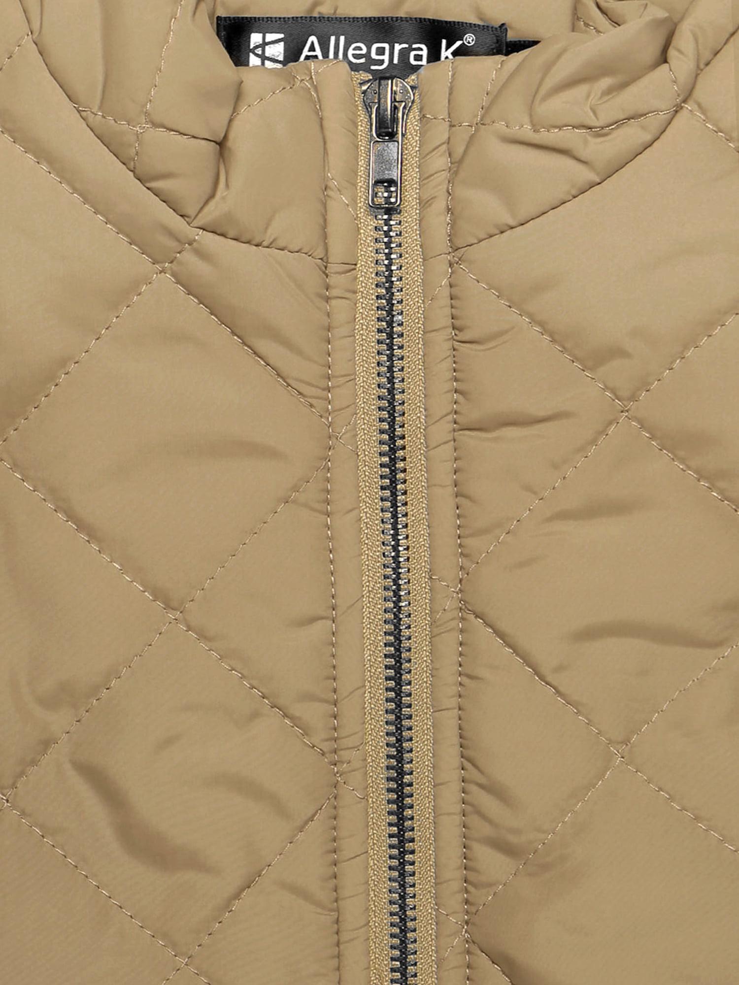 DARING DIVA Women's Zip Stand Collar Quilted Padded Vest XS Khaki