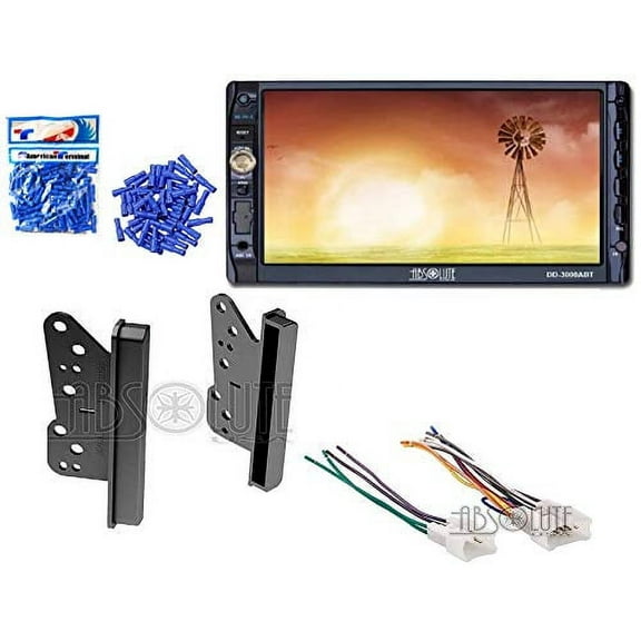 Absolute ABS95-8202 Bundle for Toyota RAV4 2001-2005 Double DIN Stereo Harness Radio Install Dash Kit Package