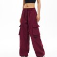 thumbnail image 6 of Cargo Pants Women High Waisted with Deep Pockets Pull Rope Elastic Waist Breathable Workout Joggers, Full Length Casual Trousers for Hiking Travel, Fitness Gifts for Women, 6 of 8