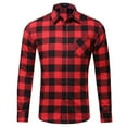 thumbnail image 1 of Pompotops Homme Automne Décontracté Coupe Ajustée Manches Longues Col Rabattu à Carreaux Poche Haut Blouse Chemise en Solde, 1 of 7