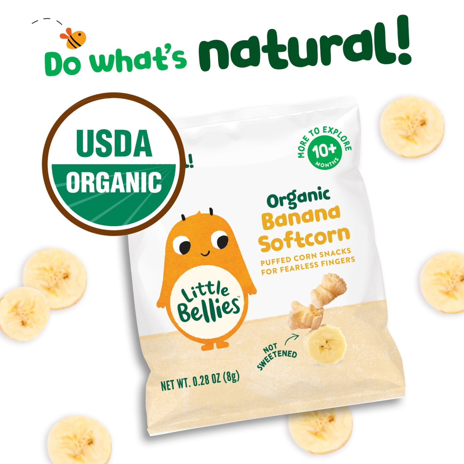 (6 pack) Little Bellies Organic Banana Softcorn Snack, 0.28 oz Bag