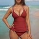 thumbnail image 4 of Traje de baño de bikini de verano para mujer, de color liso, con cojín en el pecho y sin soporte de acero, sin espalda, con tirantes, de nailon., 4 of 6