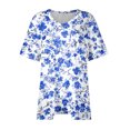 thumbnail image 4 of Pisexur Hauts pour Femmes, Hauts d'Été pour Femmes, Hauts Grande Taille pour Femmes, Hauts pour Dames Mode Été Sexy Imprimé Manches Courtes Col Rond Multicolore, 5TG, 4 of 7