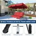 thumbnail image 4 of IdealHouse 3-Person Patio Swing Chair with Convertible Canopy, Adjustable Tilt Hanging Glider Lounge, Heavy Duty Steel Frame Weather-Resistant Outdoor Swing for Porch, Garden, Backyard – Red, 4 of 8