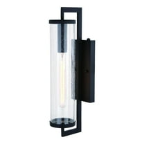 Outdoor Wall Lantern Black Dusk to Dawn 20 Inch Clear Glass Light Fixture