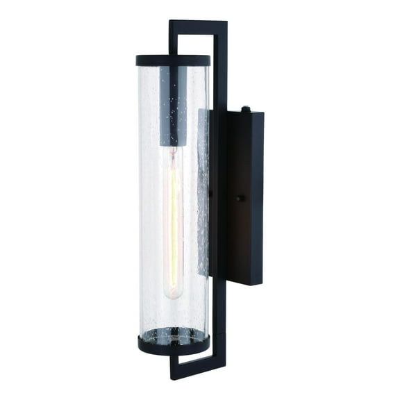 Outdoor Wall Lantern Black Dusk to Dawn 20 Inch Clear Glass Light Fixture