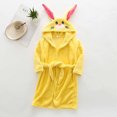 thumbnail image 3 of 2 Piece Toddler Robe Boys Girls Hooded Flannel Bathrobe Long Sleeve Soft Fleece Plush Robes Cute Animal Pajamas Sleepwear, Yellow, 5 Years, 3 of 3