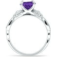thumbnail image 6 of Vintage Style Sunflower Round Amethyst Cubic Zirconia White Tone 925 Sterling Silver, Size 10, 6 of 7