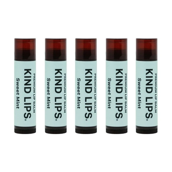 Kind Lips Lip Balm, Nourishing Soothing Lip Moisturizer for Dry cracked chapped Lips, Made in Usa With 100% Natural USDA Organic Ingredients, Sweet Mint Flavor, Pack of 5